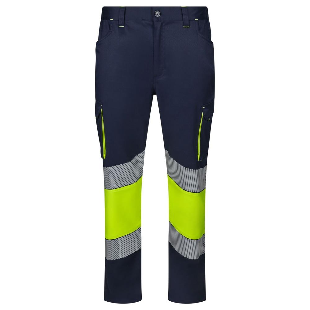 pantaloni velilla elasticizzati bicolor bande se cod 303008s navy/giallo fluo s