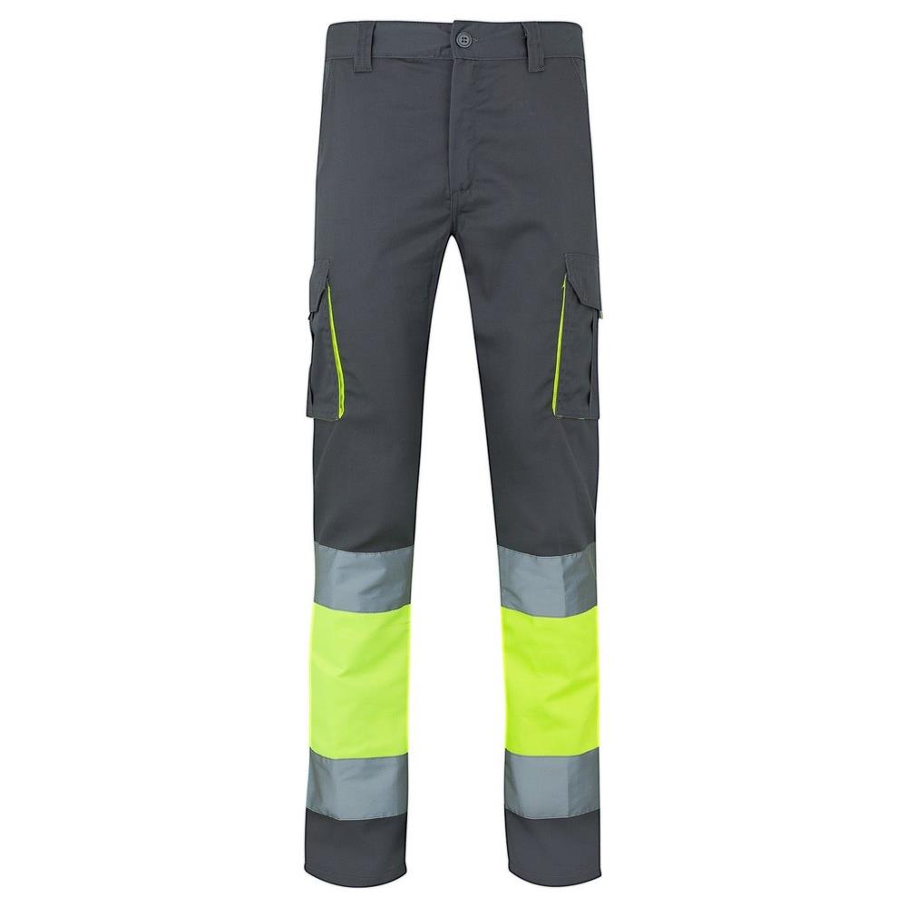 pantaloni velilla elasticizzati bicolor multitas cod 303002s grigio/giallo fluo s