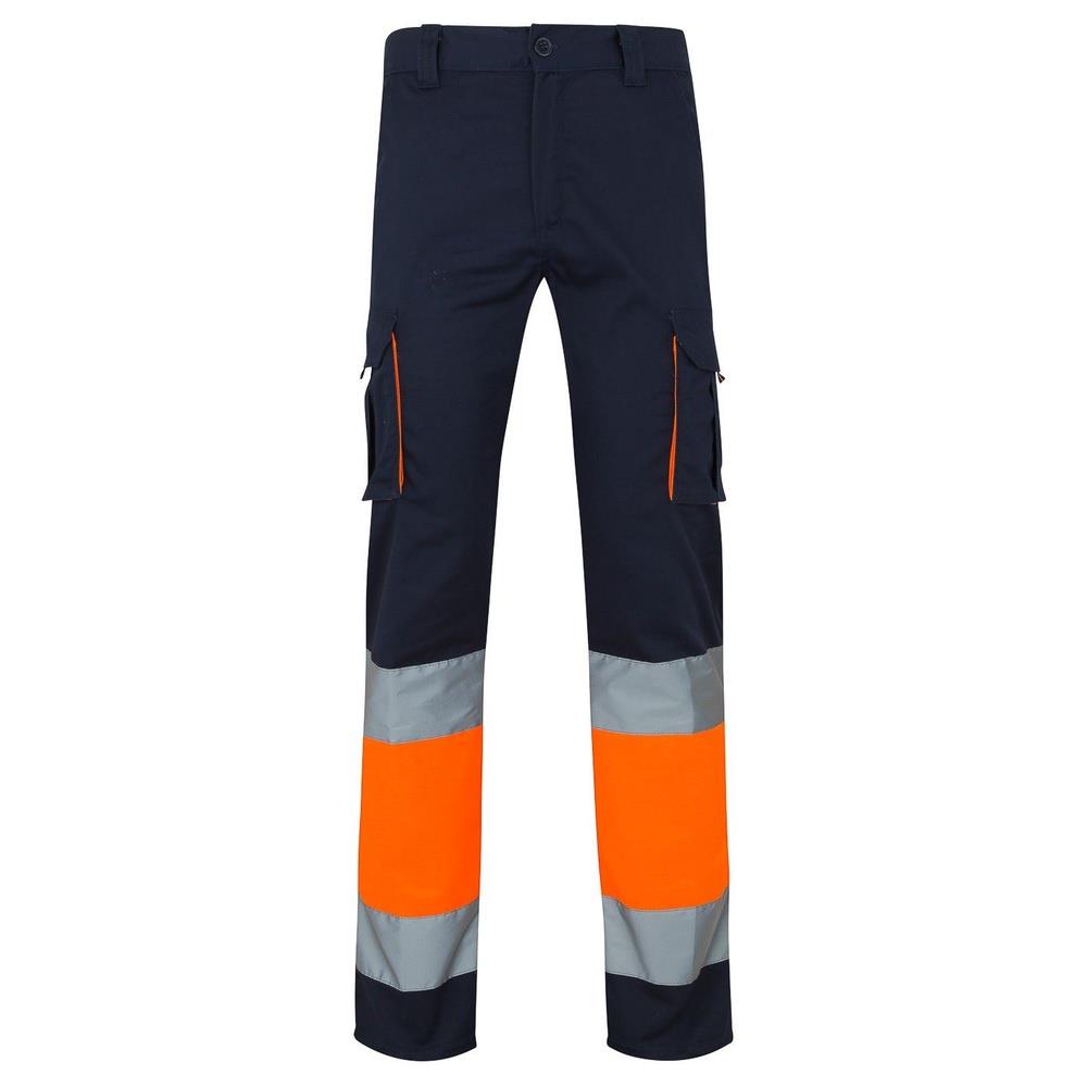pantaloni velilla elasticizzati bicolor multitas cod 303002s navy/arancio fluo s