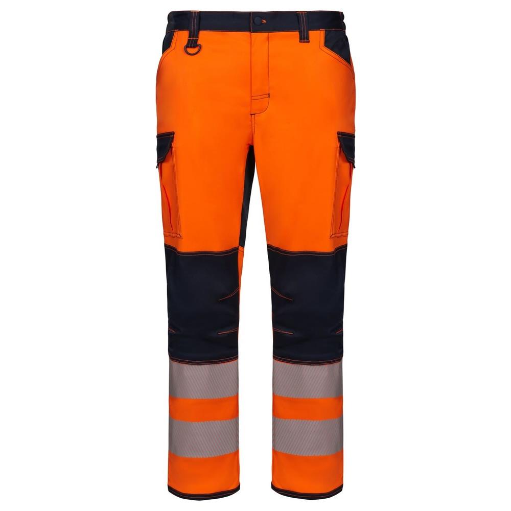 pantaloni velilla elasticizzati con ginocchiere  cod 303010s navy/arancio fluo s