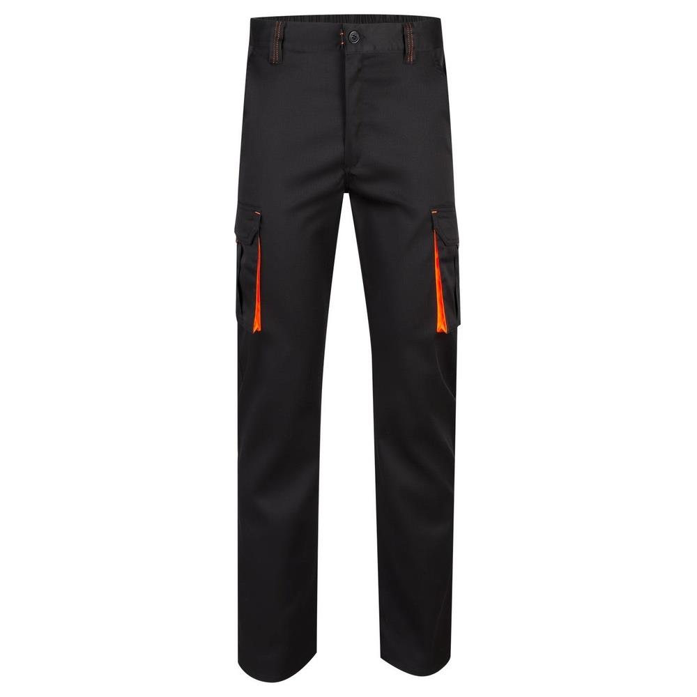pantaloni velilla elasticizzati multitasche fluo cod 103008s nero/arancio fluo 34