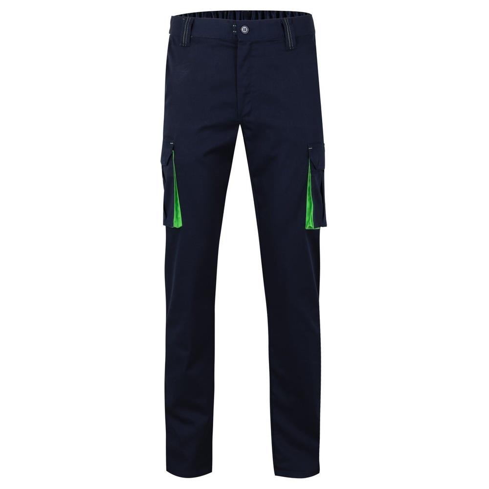 pantaloni velilla elasticizzati multitasche tota cod 103024s navy/chartreuse 34