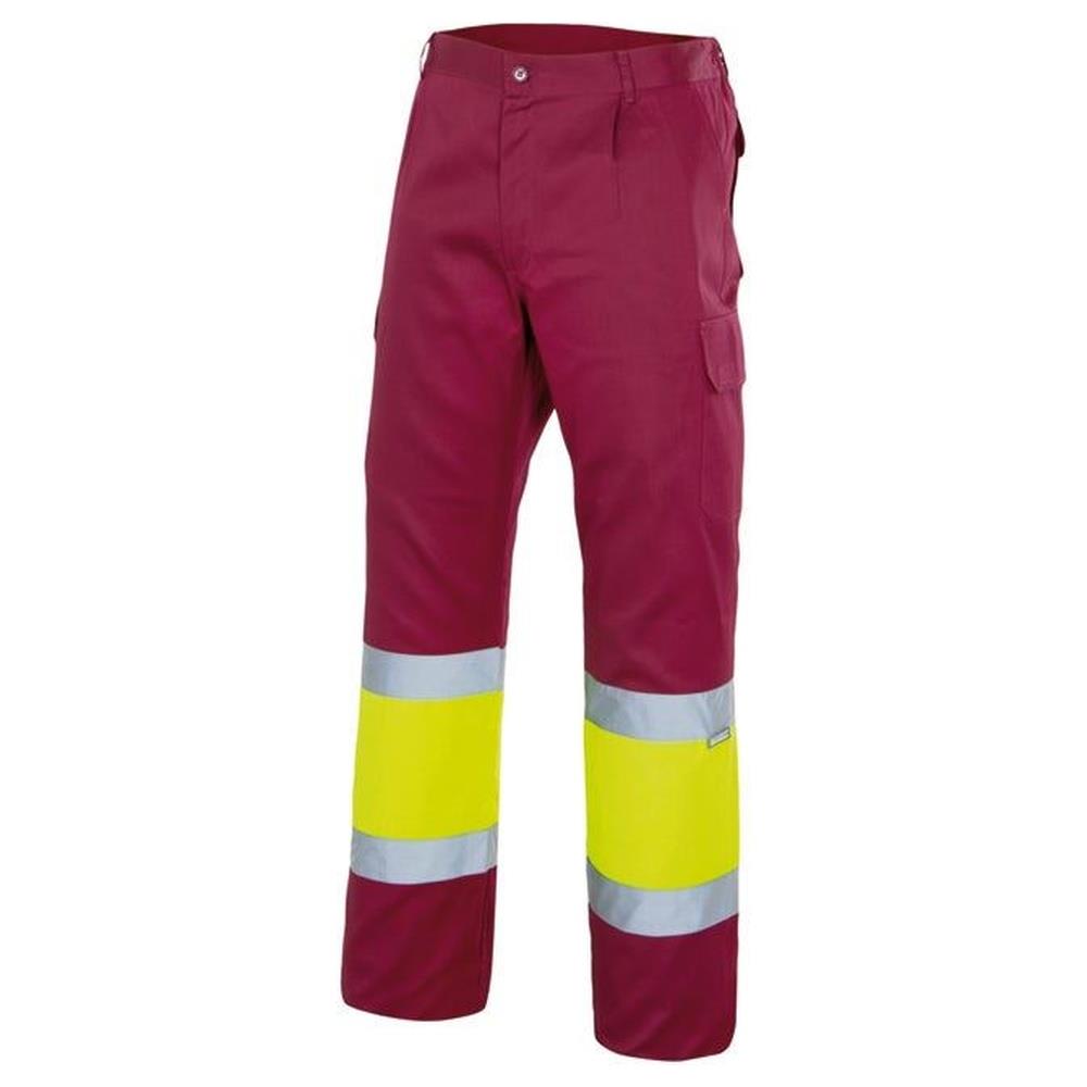pantaloni velilla foderati bicolor multitasche cod 156 granata/giallo fluo s