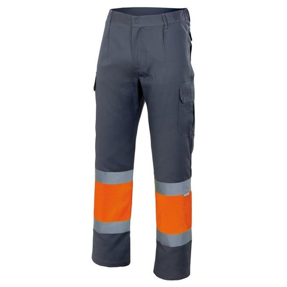 pantaloni velilla foderati bicolor multitasche cod 156 grigio/arancio fluo s
