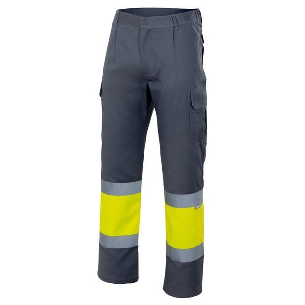 pantaloni velilla foderati bicolor multitasche cod 156 grigio/giallo fluo s