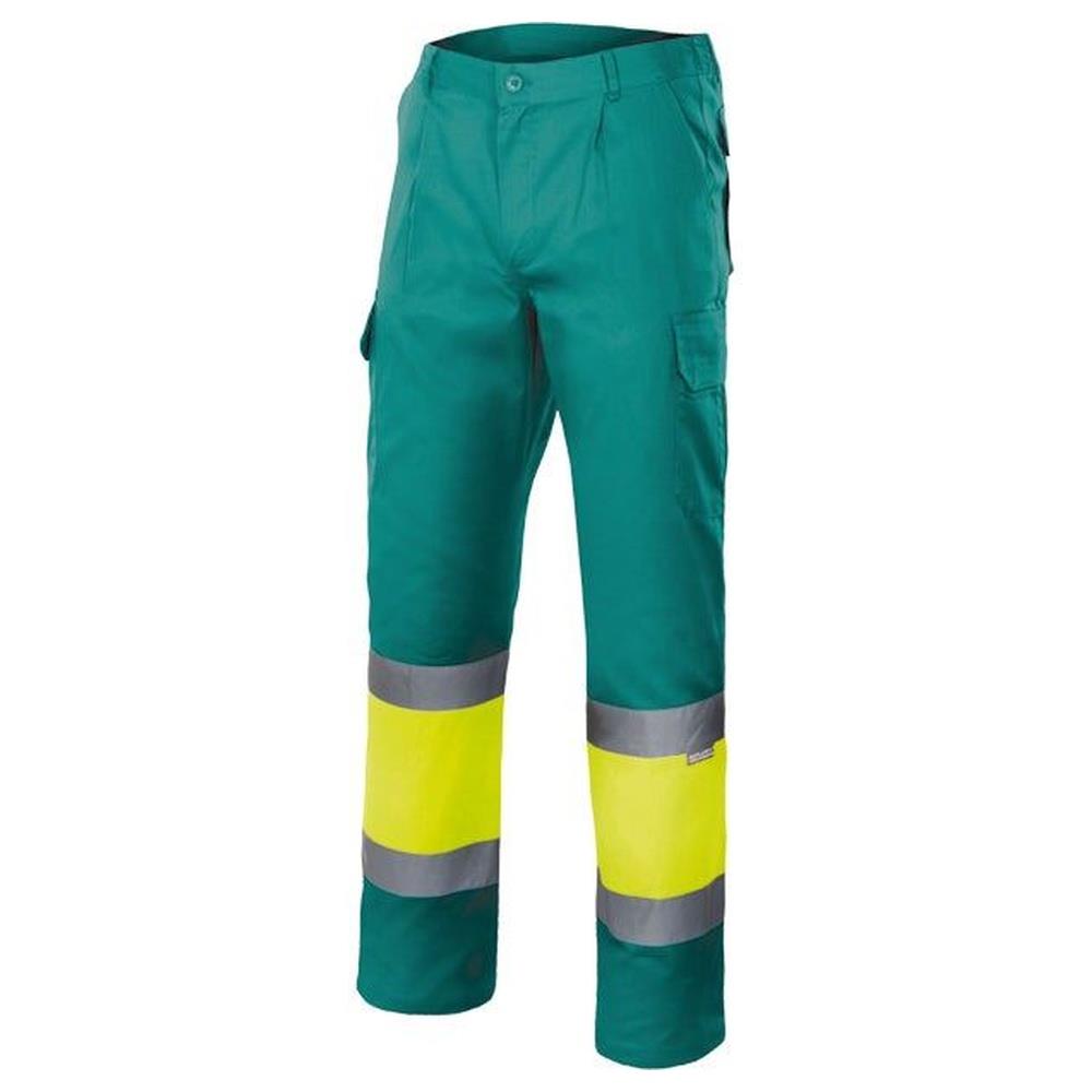 pantaloni velilla foderati bicolor multitasche cod 156 verde/giallo fluo s