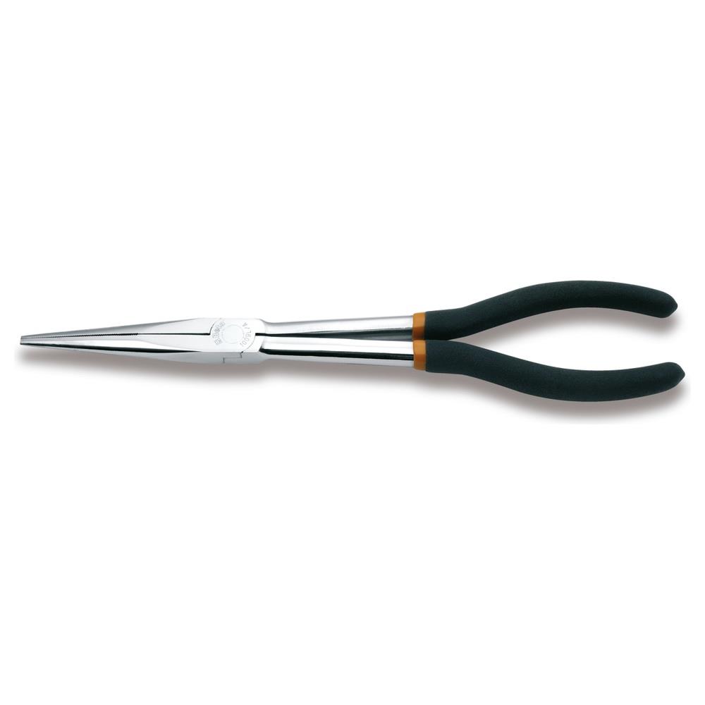 pinza a becchi mezzotondi lunghissimi diritti zigrinati, per impieghi speciali manici ricoperti con 2 strati di pvc antiscivolo beta 1009l/a