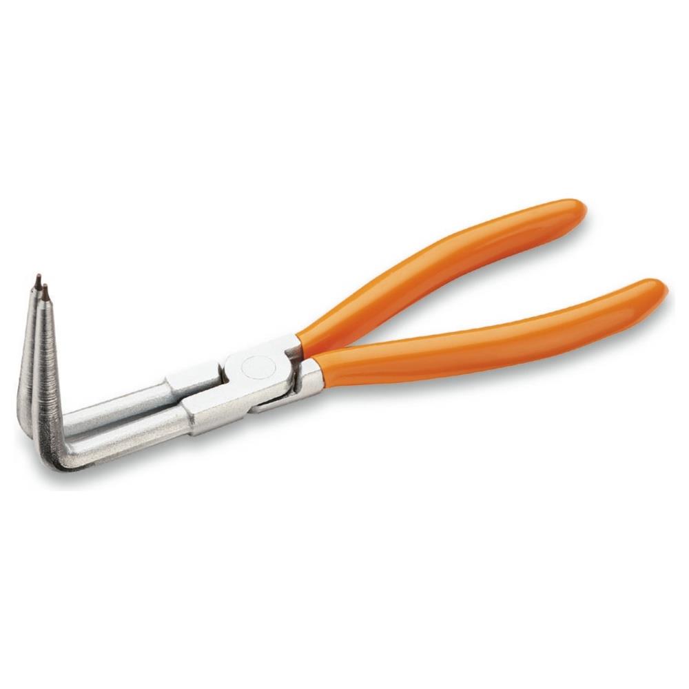 pinza a becchi piegati a 90° lunghi per anelli elastici di sicurezza, per fori manici ricoperti in pvc beta 1034l