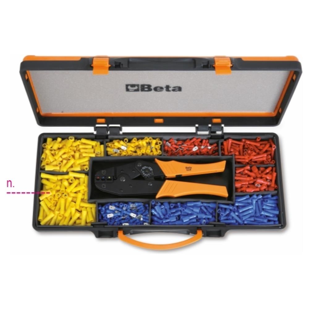 pinza per capicorda 1608 con assortimento di 450 capicorda bmgroup 1608/c9