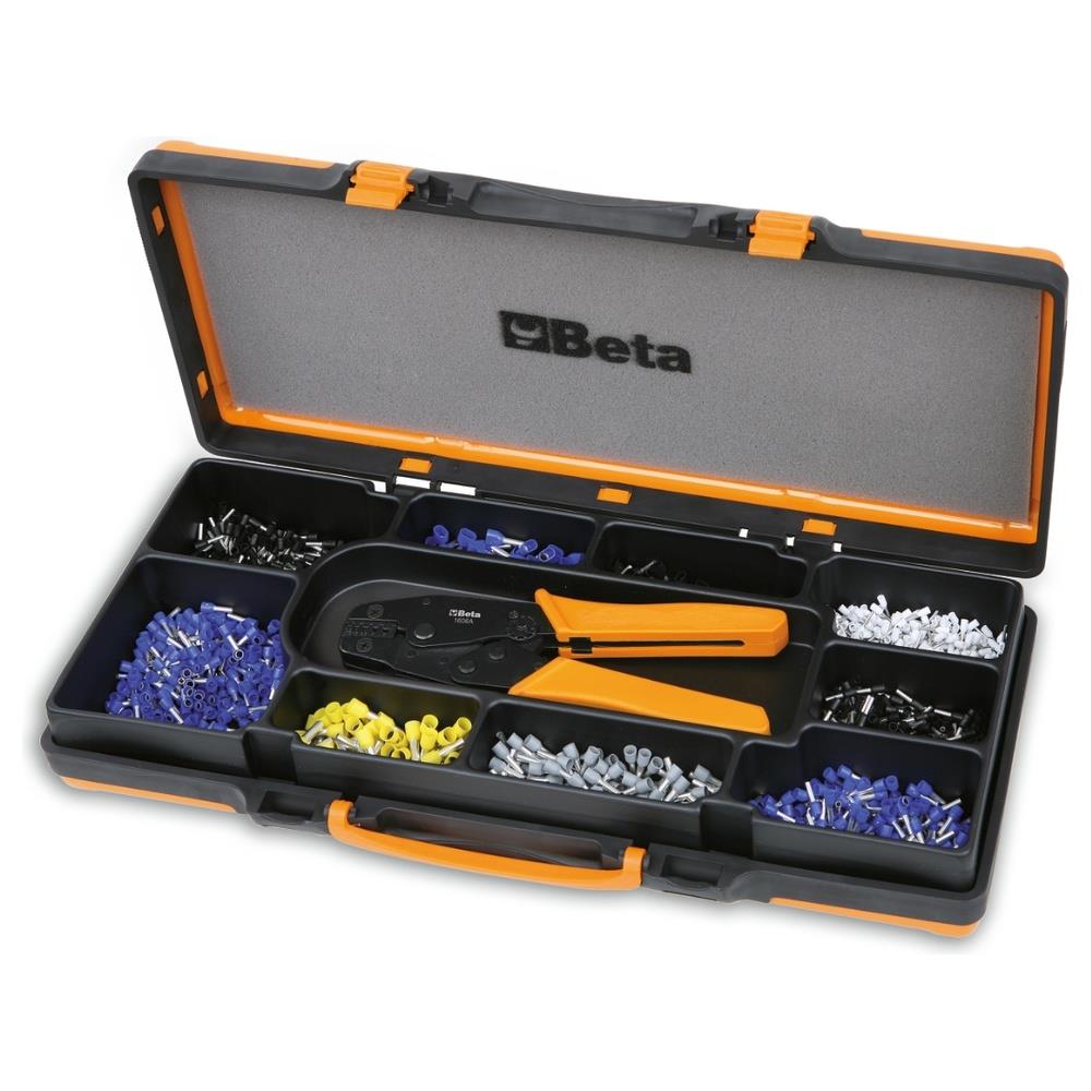 pinza per capicorda a tubetto con assortimento di 450 capicorda da 0,5 mm² a 6 mm² bmgroup 1606a/c9