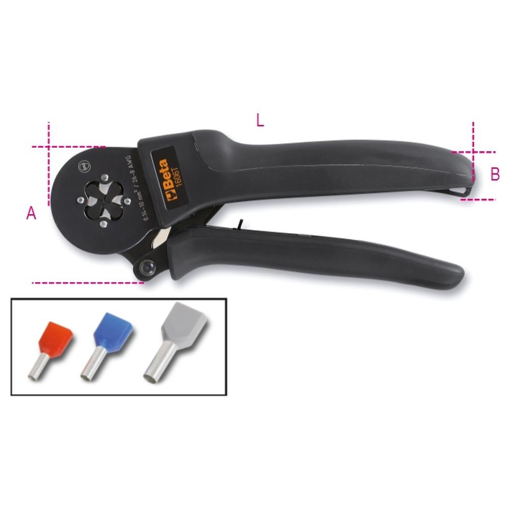 pinza per capicorda a tubetto, crimpatura su 4 lati bmgroup 1606t