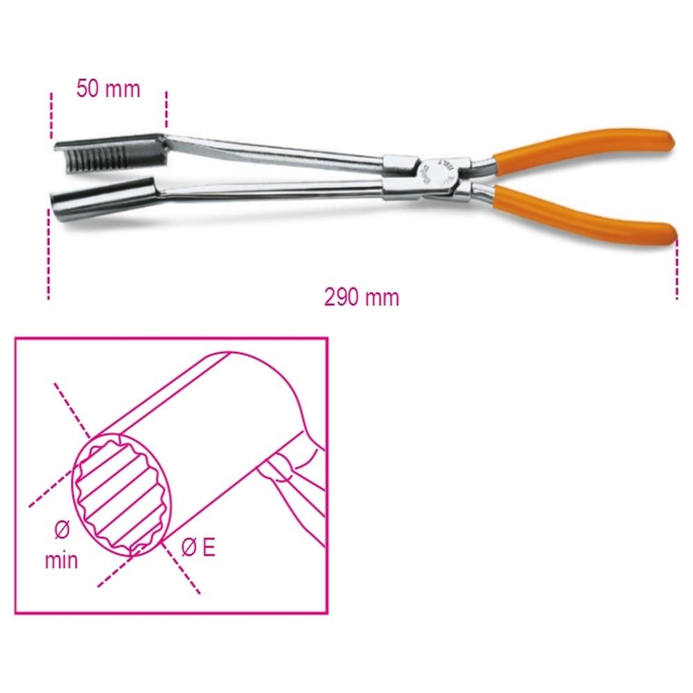 pinza per cappucci candele d’accensione a becchi lunghi piegati 15° beta 1474l