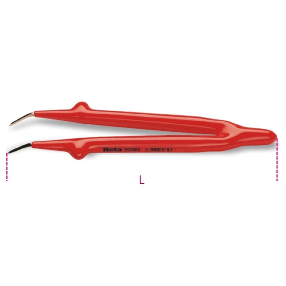 pinzetta a molla a punte curve arrotondate, zigrinate beta 993mq