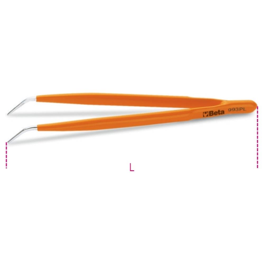 pinzetta a molla a punte fini curve  arrotondate zigrinate in acciaio inossidabile beta 993pl