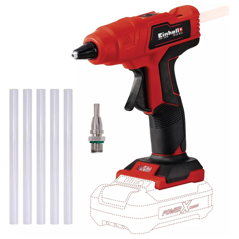 pistola einhell colla a caldo a batteria te-cg 18 li - solo
