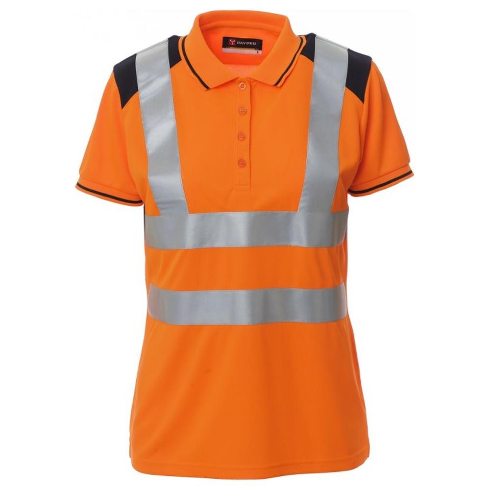 polo donna manica corta payper guard+lady arancione fluo/navy s