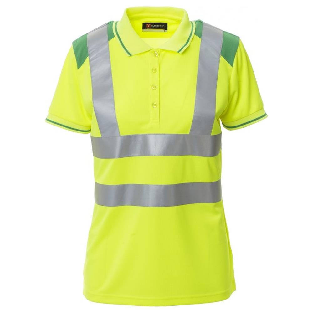 polo donna manica corta payper guard+lady giallo fluo/jelly green s