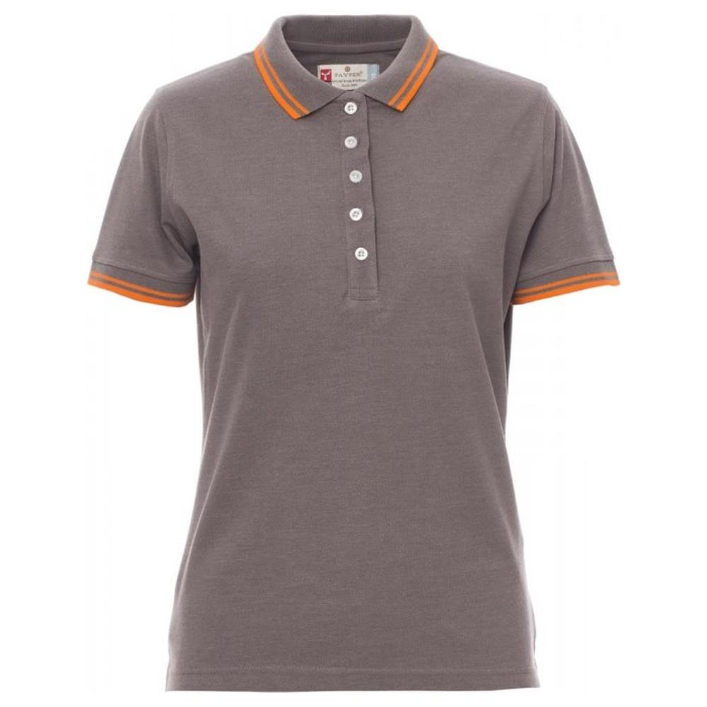 polo donna manica corta payper skipper lady melange grigio cenere melange/arancione s