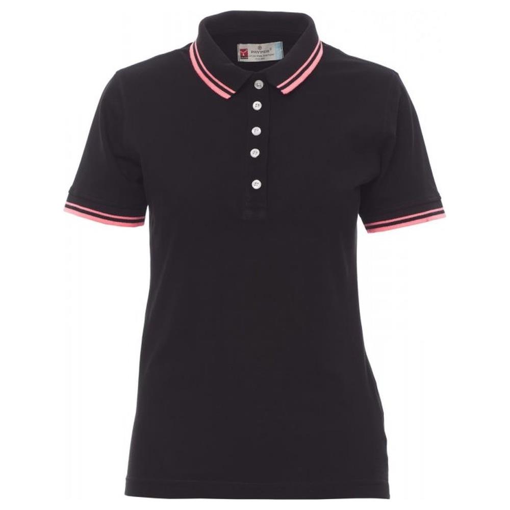 polo donna manica corta payper skipper lady nero/fucsia neon xs