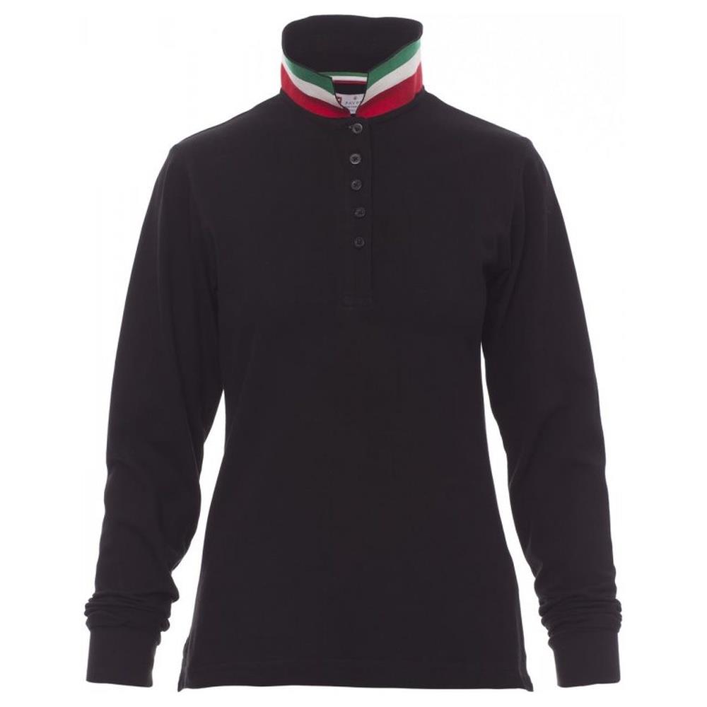 polo donna manica lunga payper long nation lady nero/italia s