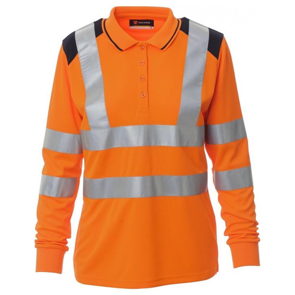 polo manica lunga payper guard+winter lady arancione fluo/navy s