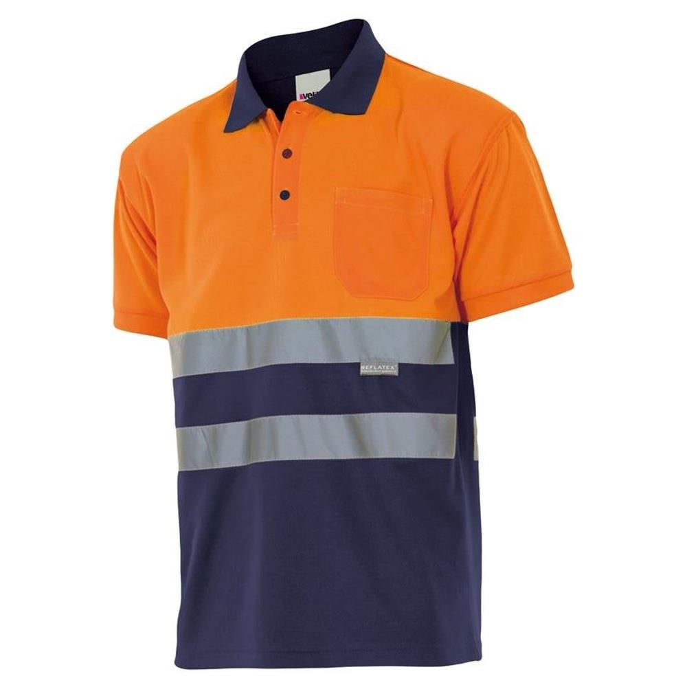 polo velilla bicolor maniche corta cod 173 azul marino/arancio fluo s