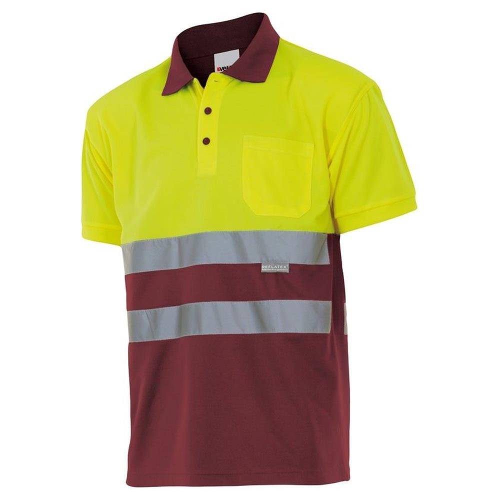 polo velilla bicolor maniche corta cod 173 granata/giallo fluo s