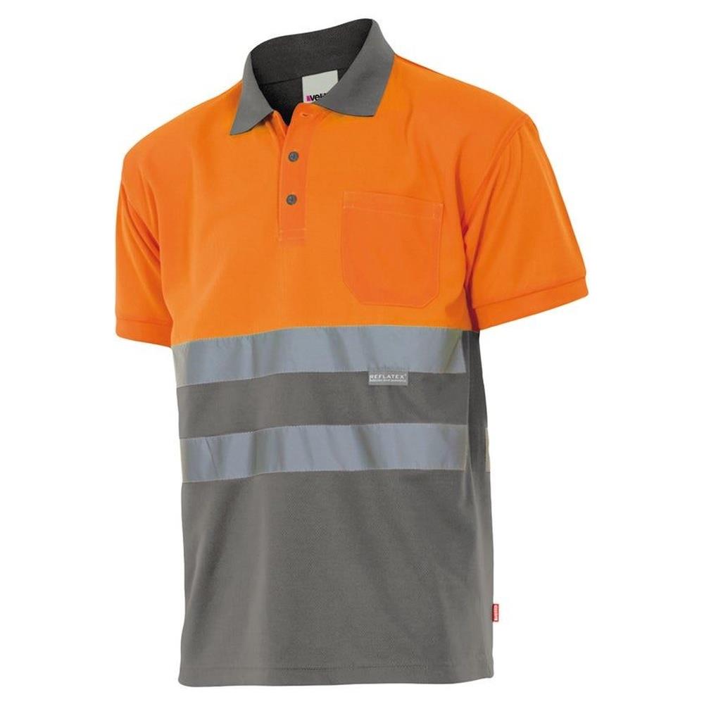 polo velilla bicolor maniche corta cod 173 grigio/arancio fluo s