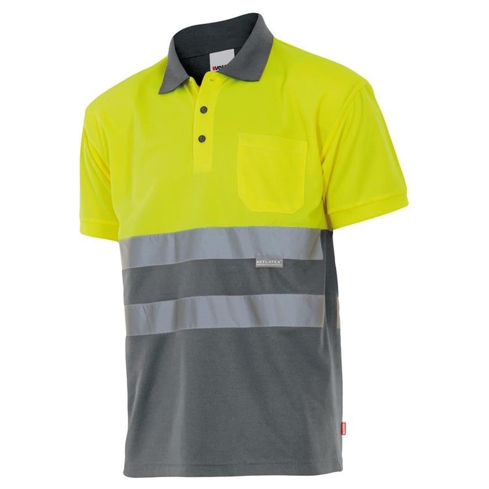 polo velilla bicolor maniche corta cod 173 grigio/giallo fluo s