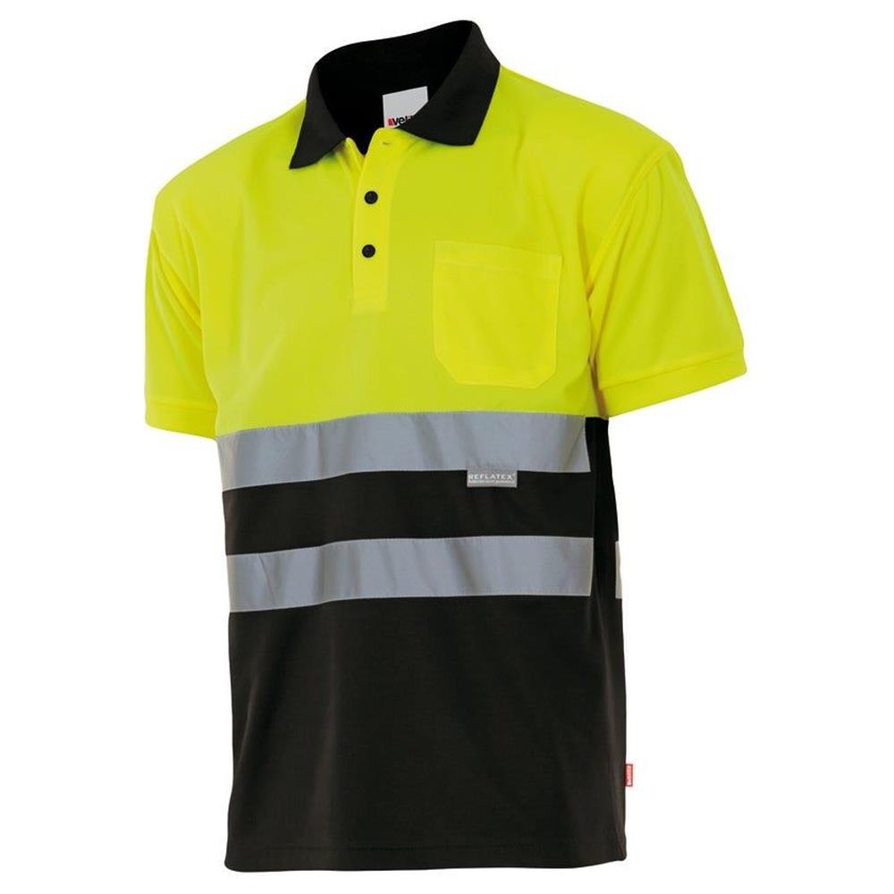 polo velilla bicolor maniche corta cod 173 nero/giallo fluo s