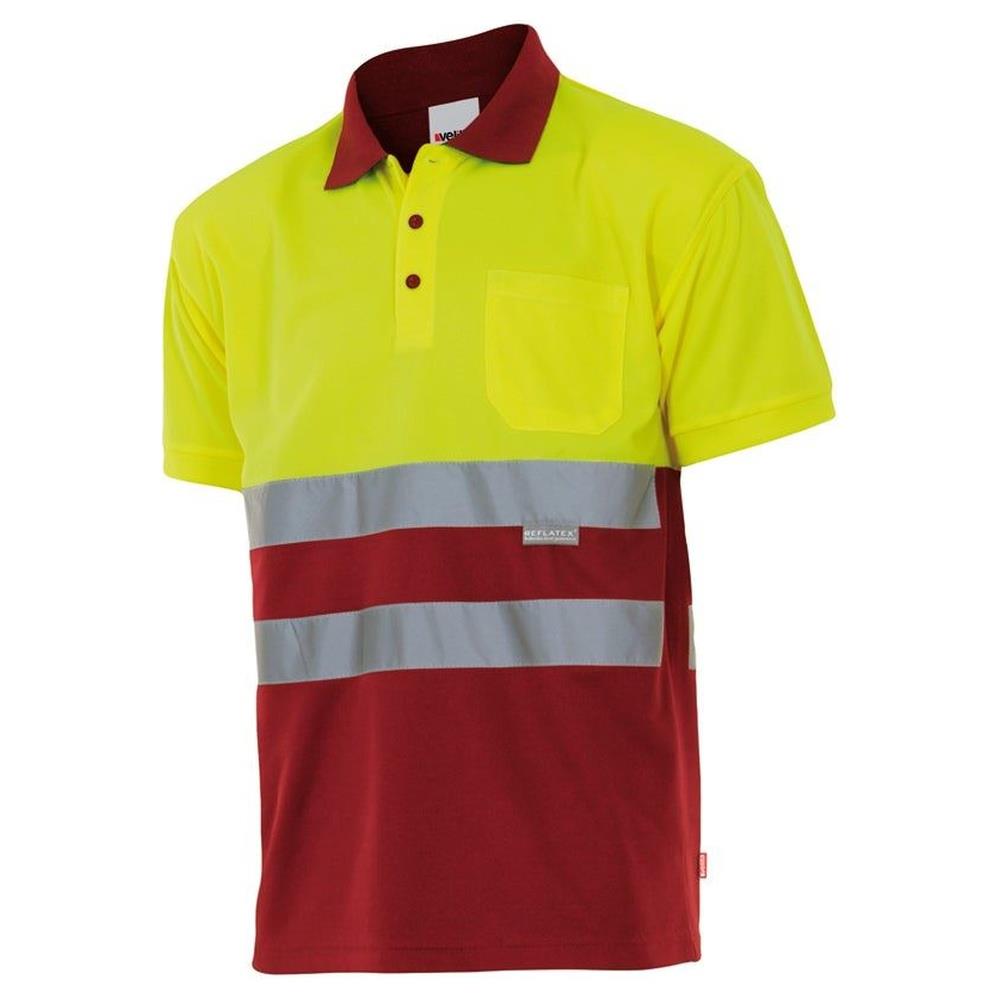 polo velilla bicolor maniche corta cod 173 rosso/giallo fluo s