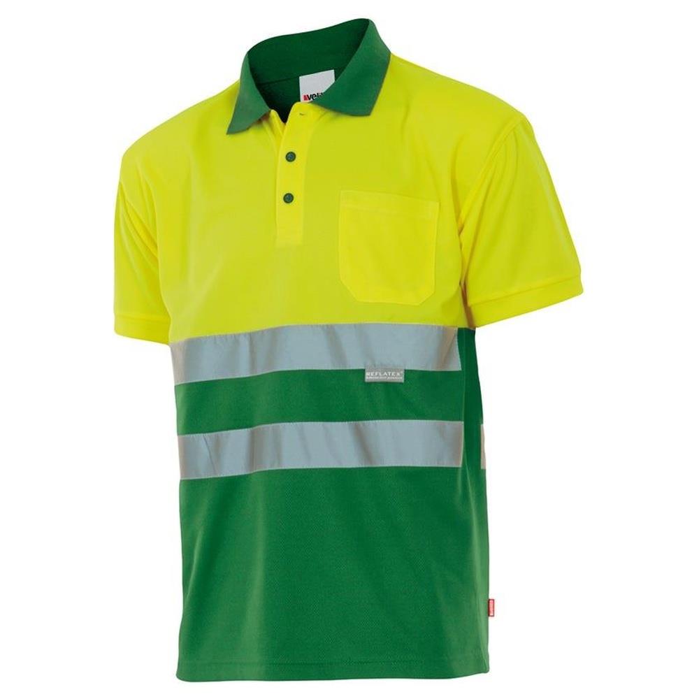 polo velilla bicolor maniche corta cod 173 verde erba/giallo fluo s
