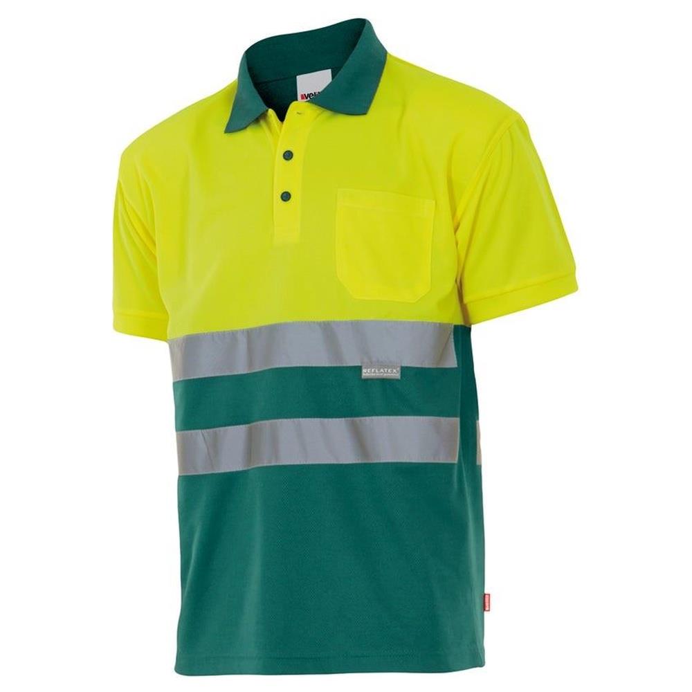 polo velilla bicolor maniche corta cod 173 verde/giallo fluo s