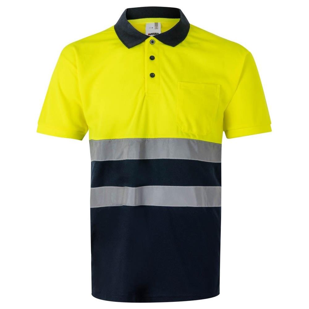polo velilla bicolor maniche corta cod 305504 azul marino/giallo fluo s