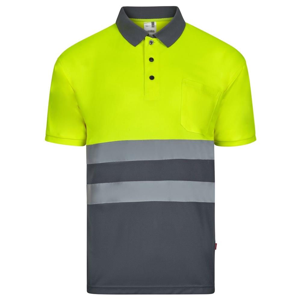 polo velilla bicolor maniche corta cod 305504 grigio/giallo fluo s