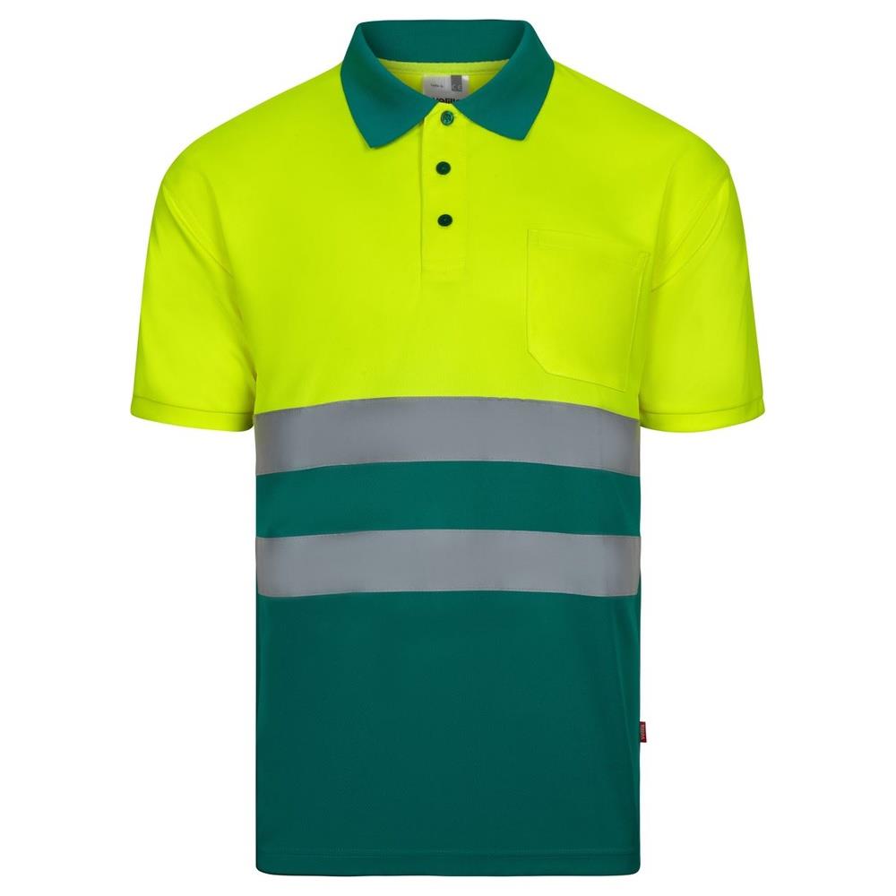 polo velilla bicolor maniche corta cod 305504 verde/giallo fluo s