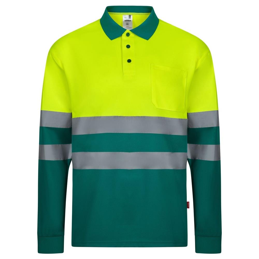 polo velilla bicolor maniche lunga cod 305507 verde/giallo fluo s