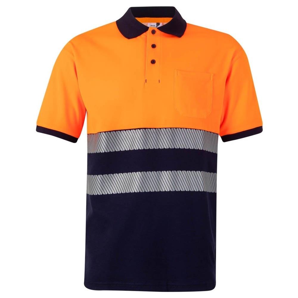 polo velilla cotone bicolor maniche corta b cod 305523 navy/arancio fluo s