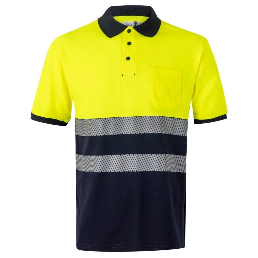 polo velilla cotone bicolor maniche corta b cod 305523 navy/giallo fluo s