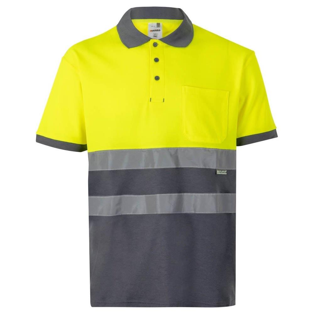 polo velilla cotone bicolor maniche corta cod 305513 grigio/giallo fluo s