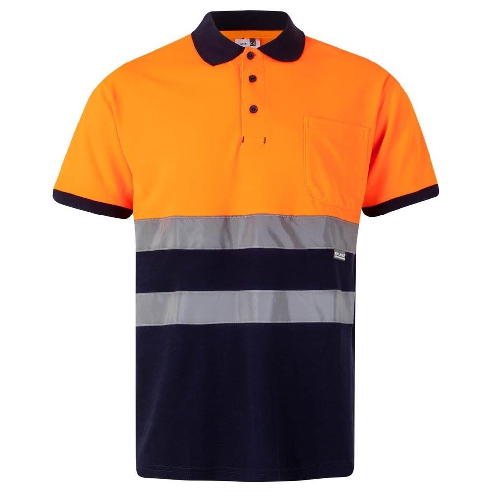 polo velilla cotone bicolor maniche corta cod 305513 navy/arancio fluo s