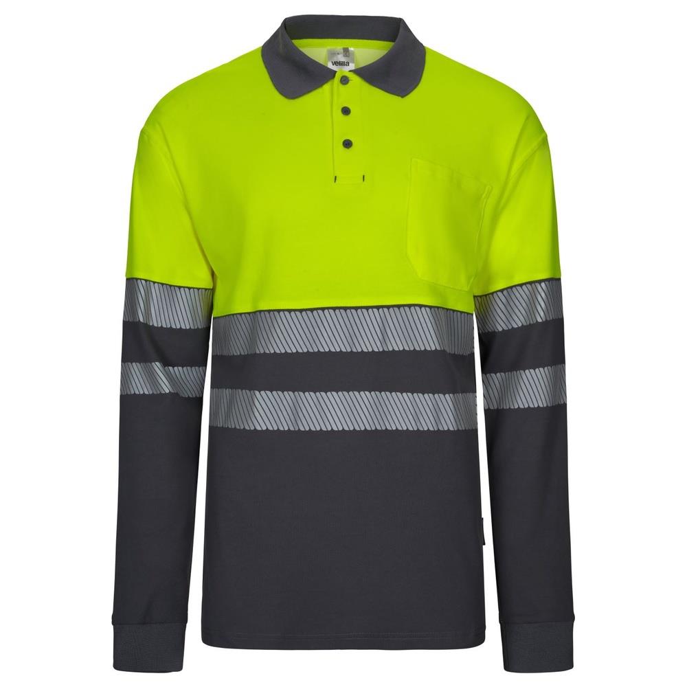 polo velilla cotone bicolor maniche lunga b cod 305525 grigio/giallo fluo s