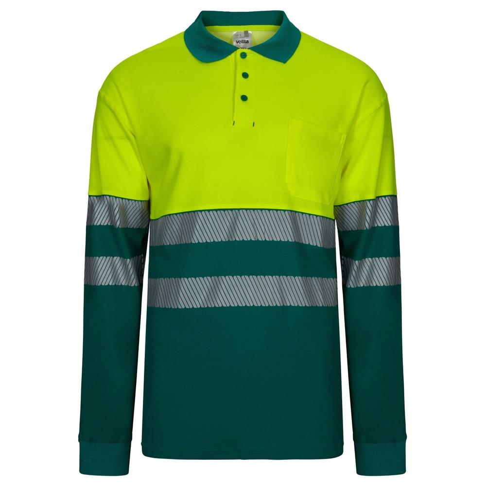 polo velilla cotone bicolor maniche lunga b cod 305525 verde/giallo fluo s