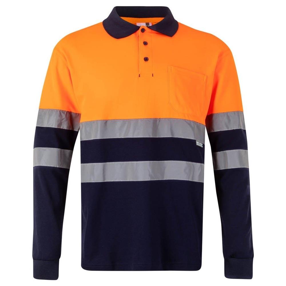 polo velilla cotone bicolor maniche lunga cod 305515 navy/arancio fluo s