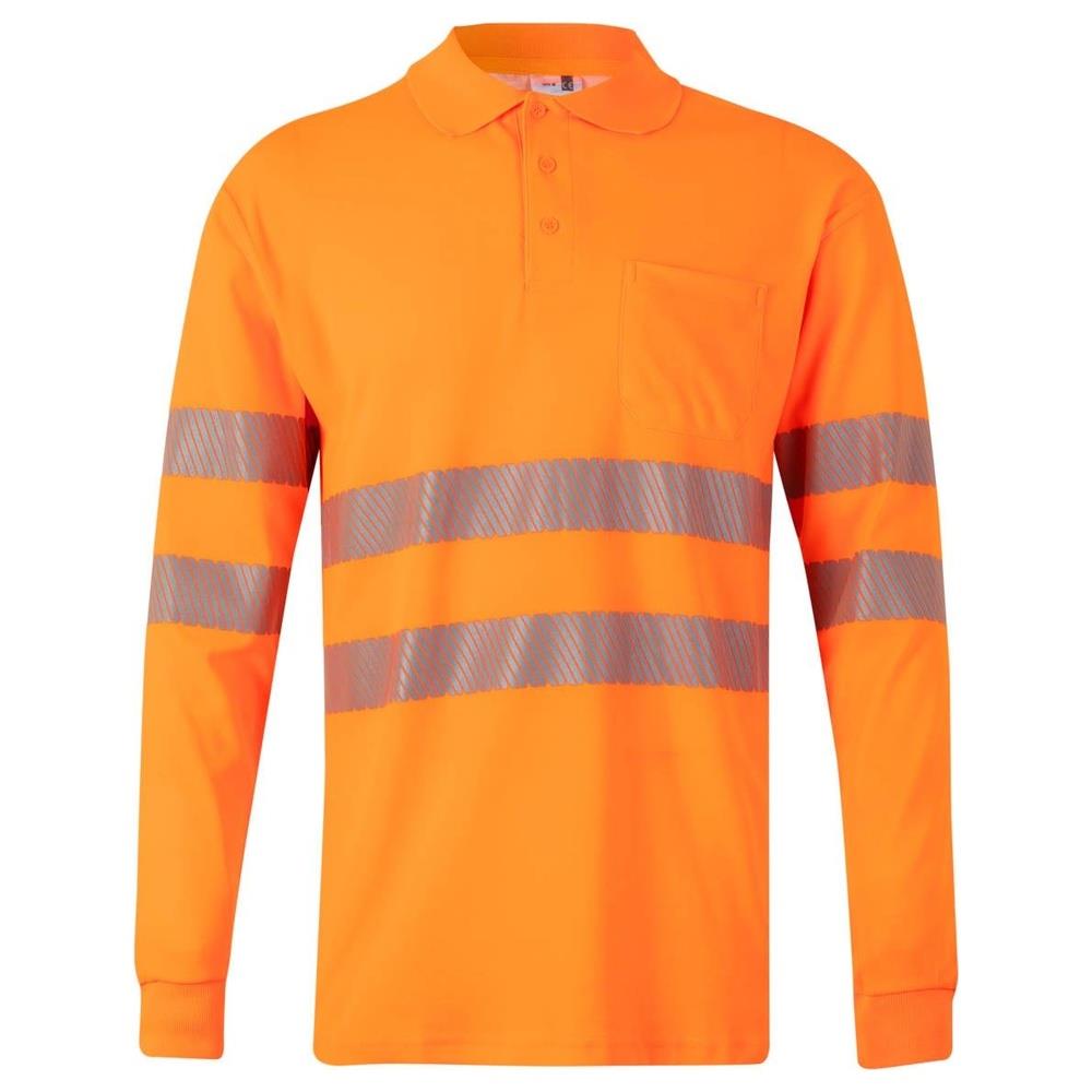 polo velilla cotone maniche lunga bande seg cod 305524 arancio fluo s
