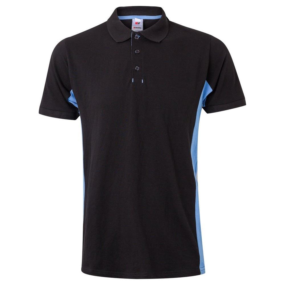 polo velilla maniche corta total match cod 105504 nero/celeste xs