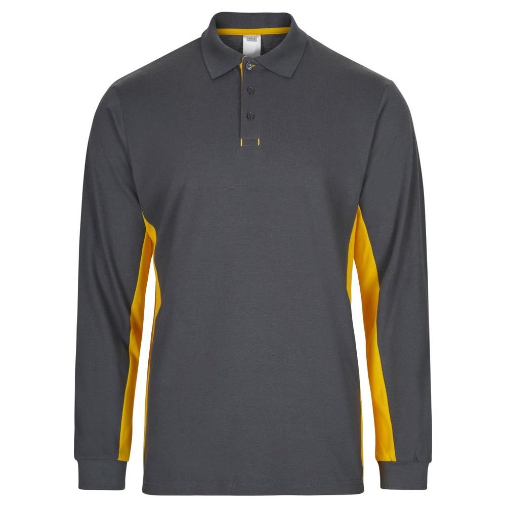 polo velilla maniche lunga total match cod 105514 grigio/giallo xs