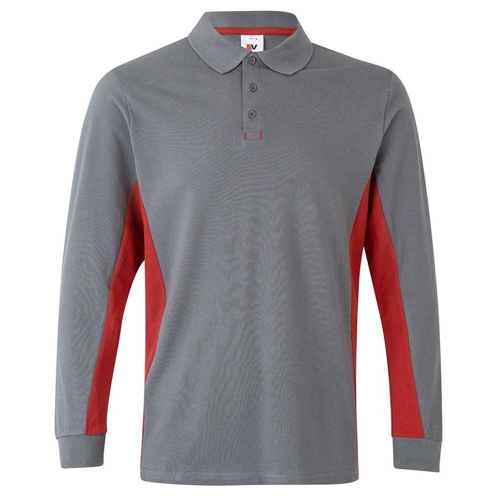 polo velilla maniche lunga total match cod 105514 grigio/rosso xs