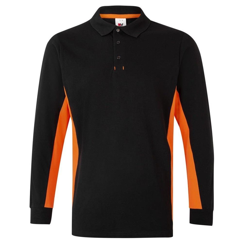 polo velilla maniche lunga total match cod 105514 nero/arancione xs