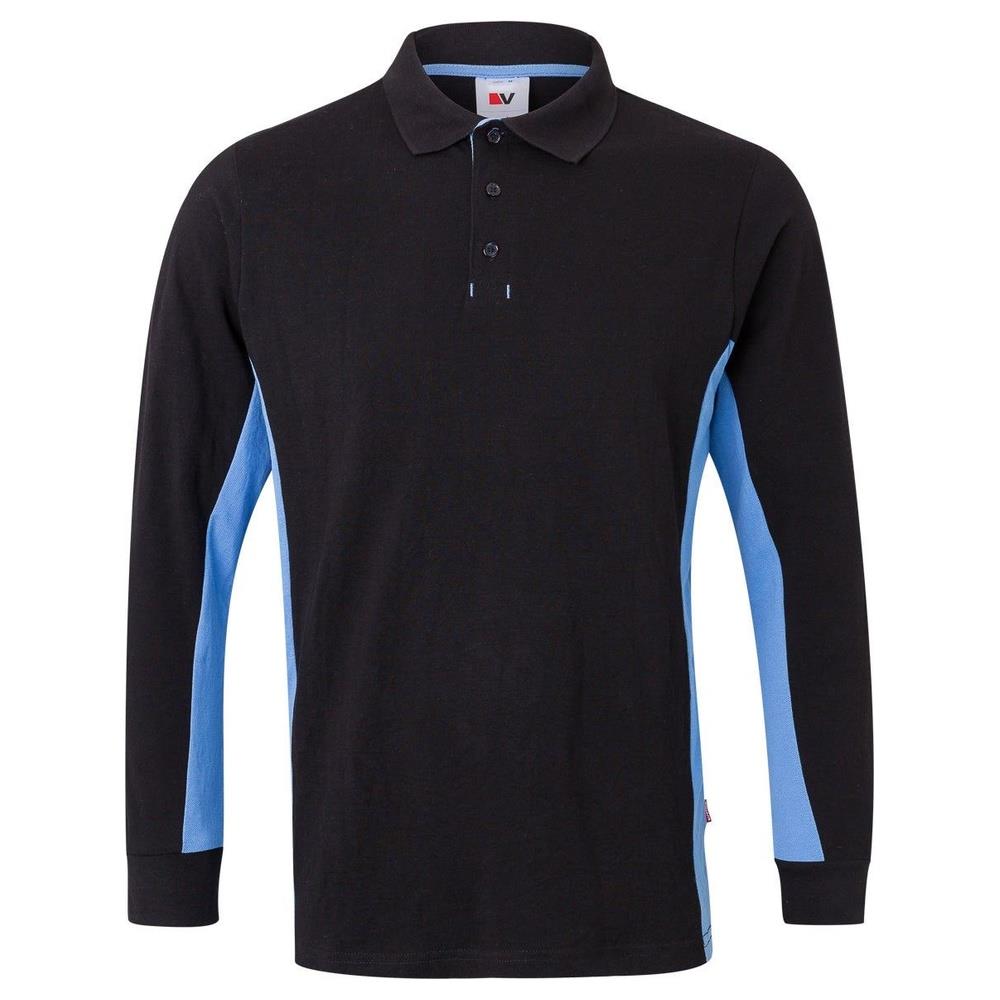 polo velilla maniche lunga total match cod 105514 nero/celeste xs
